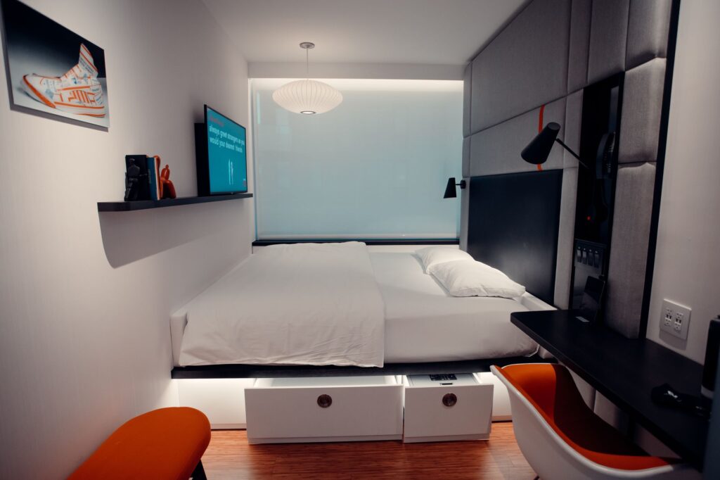 A sleek and cozy modern bedroom with stylish design elements in Washington, DC.